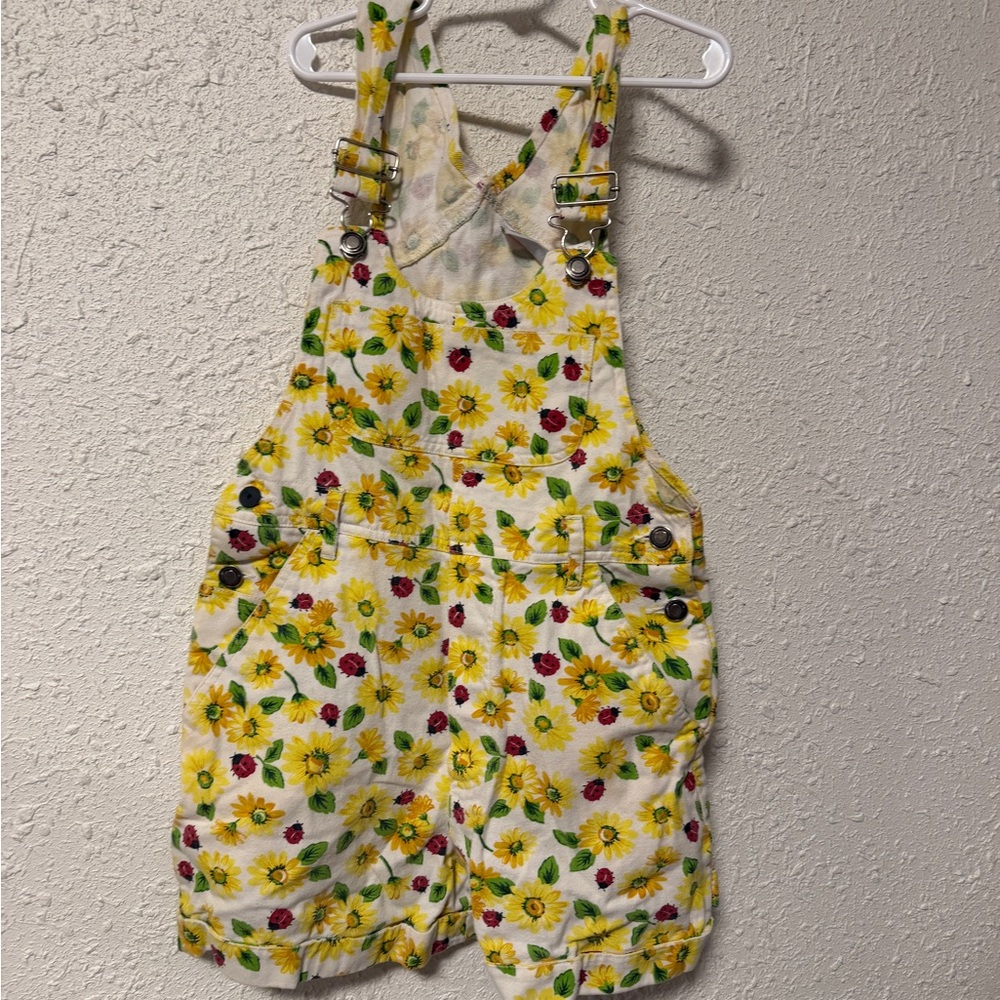 Sunflower and Lady bug Kids Overalls 12 garden, farm, spring